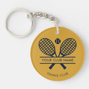 Custom Club Name Lawn Tennis Racket Icons Key Ring