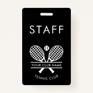 Custom Club Name Tennis Rackets Motif Any Color ID Badge