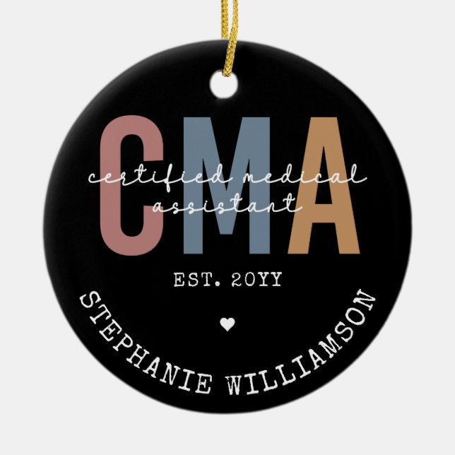 Custom CMA Certified Medical Assistant Ceramic Tree Decoration (Front)