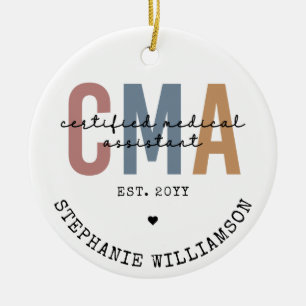 Custom CMA Certified Medical Assistant Ceramic Tree Decoration