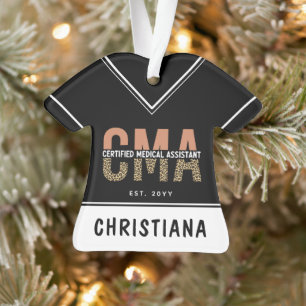 Custom CMA Certified Medical Assistant Leopard Ornament
