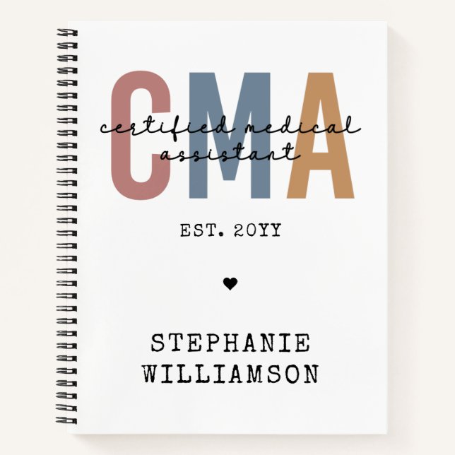 Custom CMA Certified Medical Assistant Notebook (Front)