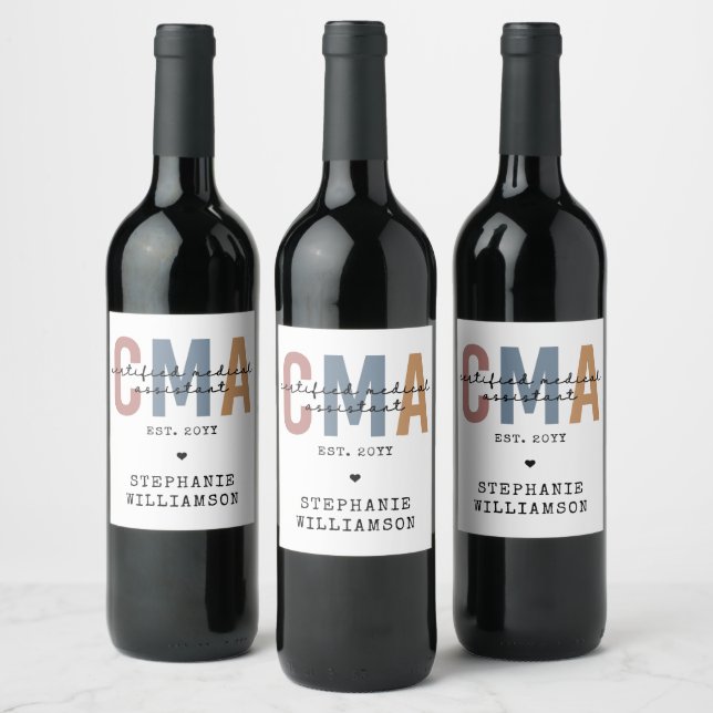 Custom CMA Certified Medical Assistant Wine Label (Bottles)