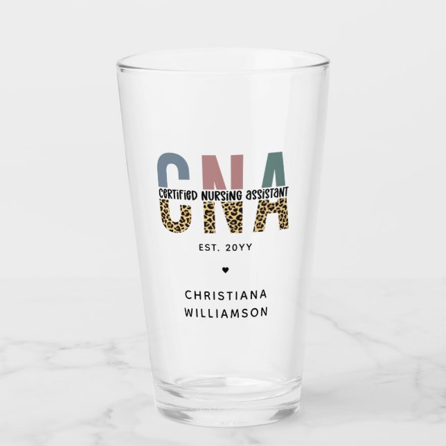 Custom CNA Certified Nursing Assistant Gifts Glass (Front)