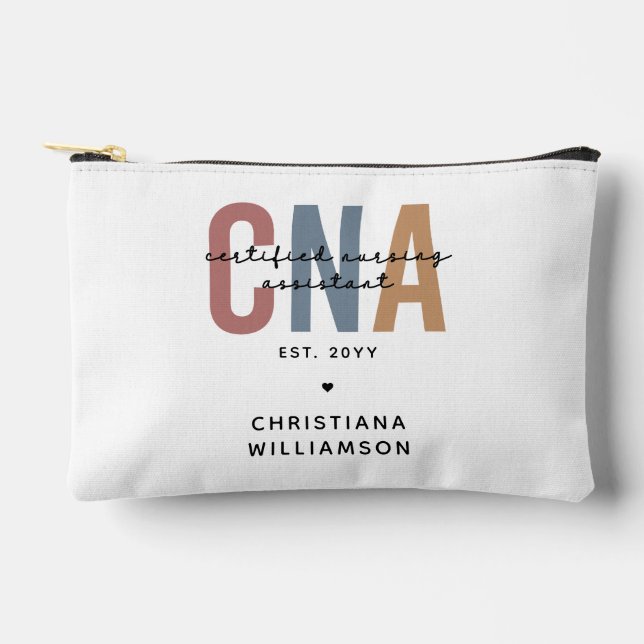 Custom CNA Retro Certified Nursing Assistant Gifts Accessory Pouch (Front)