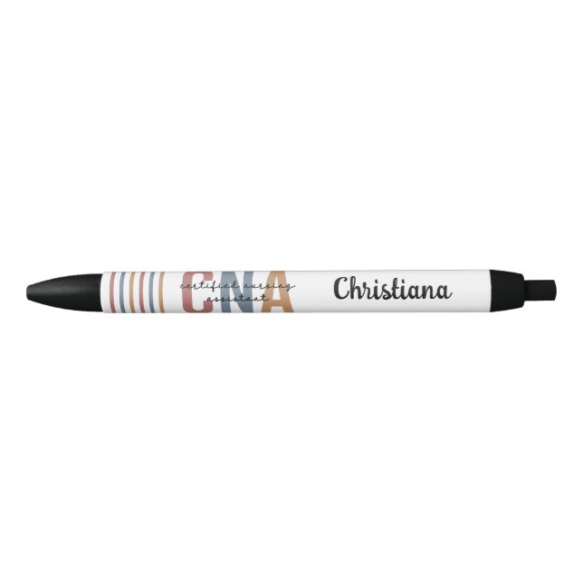Custom CNA Retro Certified Nursing Assistant Gifts Black Ink Pen (Front)
