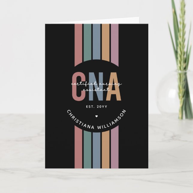 Custom CNA Retro Certified Nursing Assistant Gifts Card (Front)
