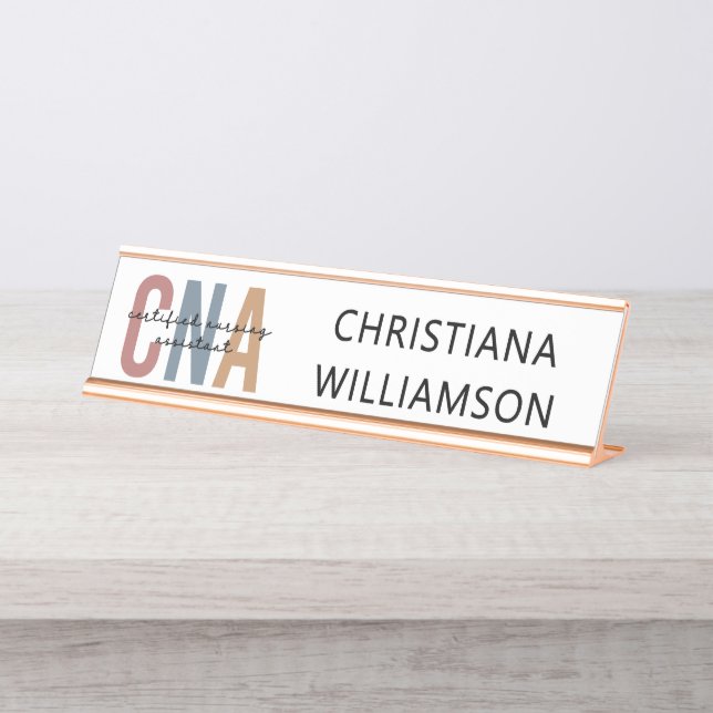 Custom CNA Retro Certified Nursing Assistant Gifts Desk Name Plate (Front)