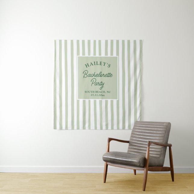 Custom Coastal Bachelorette Beachy & Fun Tapestry (In Situ)