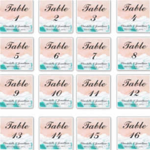 Custom Coastal Beach Wedding Table Numbers