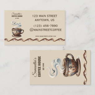 Custom Coastal Cafe Branding  Business Card