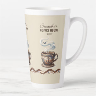 Custom Coastal Cafe Branding Latte Mug