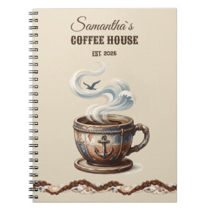 Custom Coastal Cafe Branding Notebook