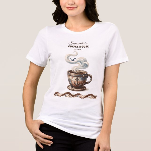 Custom Coastal Cafe Branding  Tri-Blend Shirt (Front)