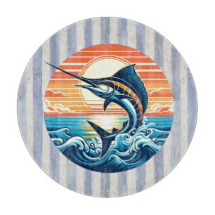Custom Coastal/nautical/beach marlin sunset Cutting Board
