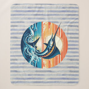 Custom Coastal/nautical/beach marlin sunset Sherpa Blanket