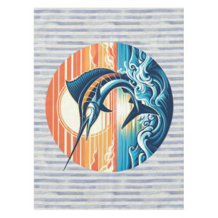 Custom Coastal/nautical/beach marlin sunset Tablecloth