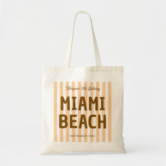 Custom Coastal Striped 20th 30th 40th 50 Birthday Tote Bag