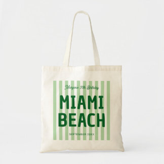 Custom Coastal Striped 20th 30th 40th 50 Birthday Tote Bag