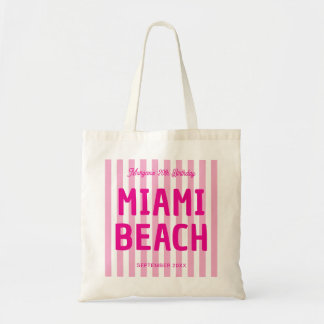 Custom Coastal Striped 20th 30th 40th 50 Birthday Tote Bag
