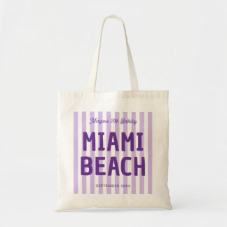 Custom Coastal Striped 20th 30th 40th 50 Birthday Tote Bag