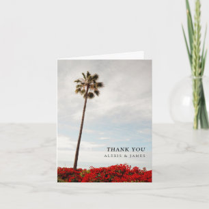 Custom Coastal Wildflower Beach Wedding Palm Tree Thank You Card