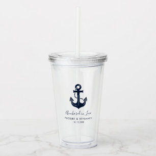 Custom Coastal Yacht Club Wedding Favour Acrylic Tumbler