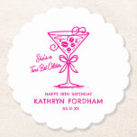 Custom Coaster 18th Birthday Espresso Martini<br><div class="desc">An espresso martini shows that the guest of honour is "a tini bit older." Sophisticated neutral colour palette. Martini with a bow and espresso beans.</div>