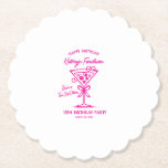 Custom Coaster 18th Birthday Pink Espresso Martini<br><div class="desc">An espresso martini shows that the guest of honour is "a tini bit older." Pretty girly pink colour palette. Trendy scribble,  doodle style. Martini with a bow and espresso beans.</div>