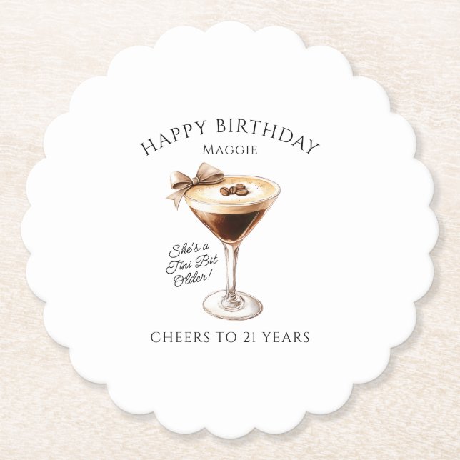 Custom Coaster 21st Birthday Espresso Martini (Front)