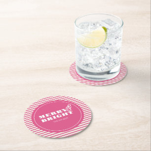 Custom Coasters Pink and Green Stripes