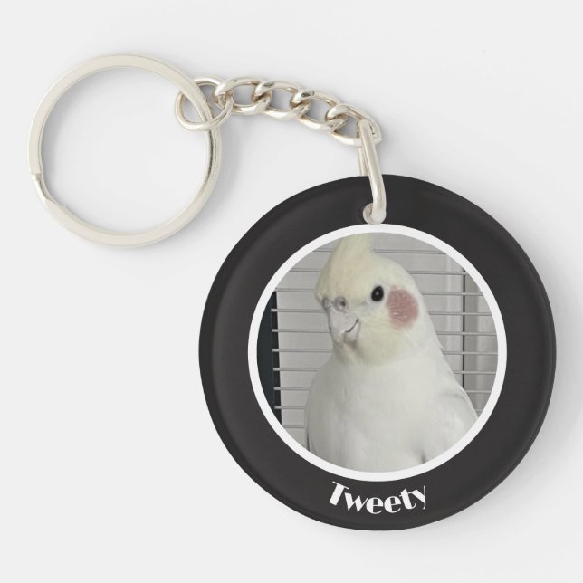 Custom Cockatiel Photo Memorial  Key Ring (Front)