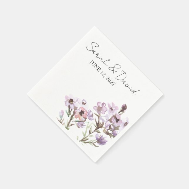 Custom Cocktail Napkin Elegant Flower Wedding (Corner)
