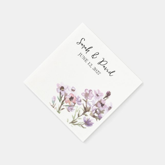 Custom Cocktail Napkin Elegant Flower Wedding (Corner)