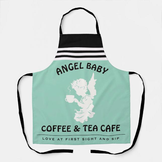 Custom Coffee Cherub Angel Cafe Employee Apron (Front)