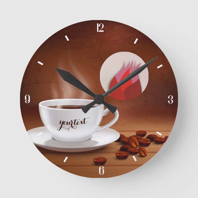 Custom Coffee Clock Cafe Wall Art Personalized (Front)
