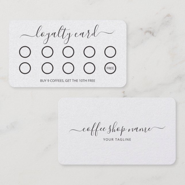 Custom Coffee Loyalty Card Simple Classic Script (Front/Back)