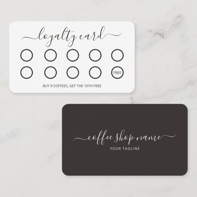 Custom Coffee Loyalty Card Simple Script (Front/Back)