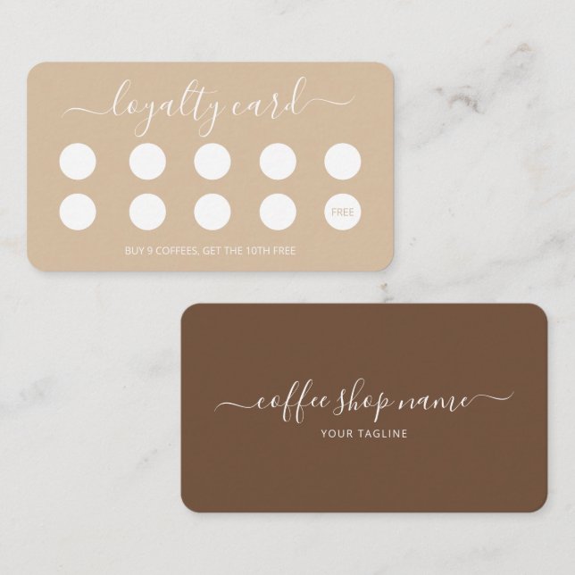 Custom Coffee Loyalty Card Simple Script (Front/Back)