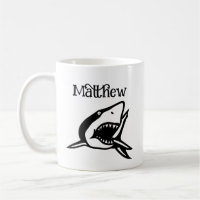 Custom coffee mug gift with shark drawing