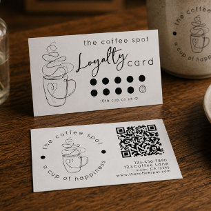 Custom Coffee Shop Add Your Logo Modern Loyalty Business Card