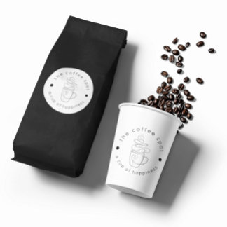 Custom Coffee Shop Add Your Logo Modern Minimalist Classic Round Sticker
