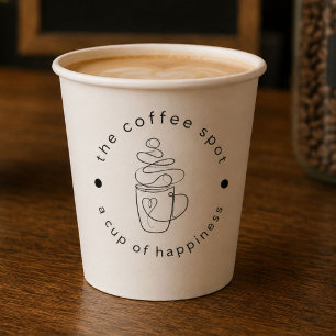 Custom Coffee Shop Add Your Logo Modern Minimalist Paper Cups