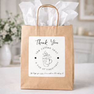 Custom Coffee Shop Add Your Logo Modern Minimalist Square Sticker