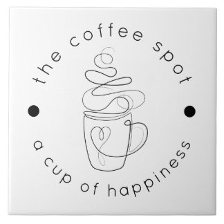 Custom Coffee Shop Add Your Logo Modern Minimalist Tile