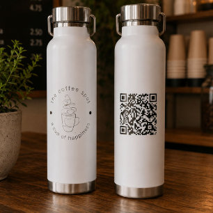 Custom Coffee Shop Add Your Logo Modern Minimalist Water Bottle