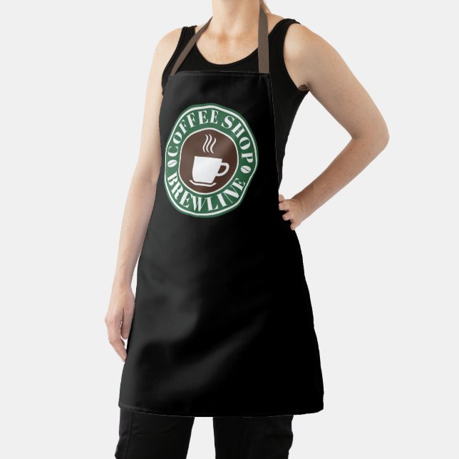Custom Coffee Shop Apron Modern Café Green Design (Insitu)