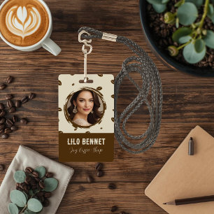 Custom Coffee Shop Badge with QR Code   Cosy Coffe ID Badge