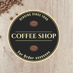 Custom coffee shop Black Business sticker