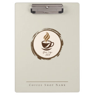 Custom Coffee Shop Clipboard with Logo and name